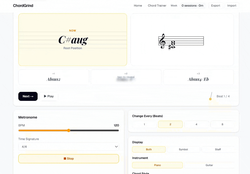ChordGrind chord trainer demo